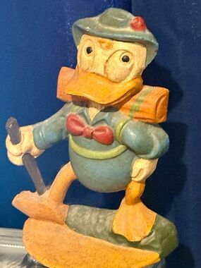 Disney Donald Duck Cast Iron Door Stop Figurine in Blue, Orange, Yellow and Red